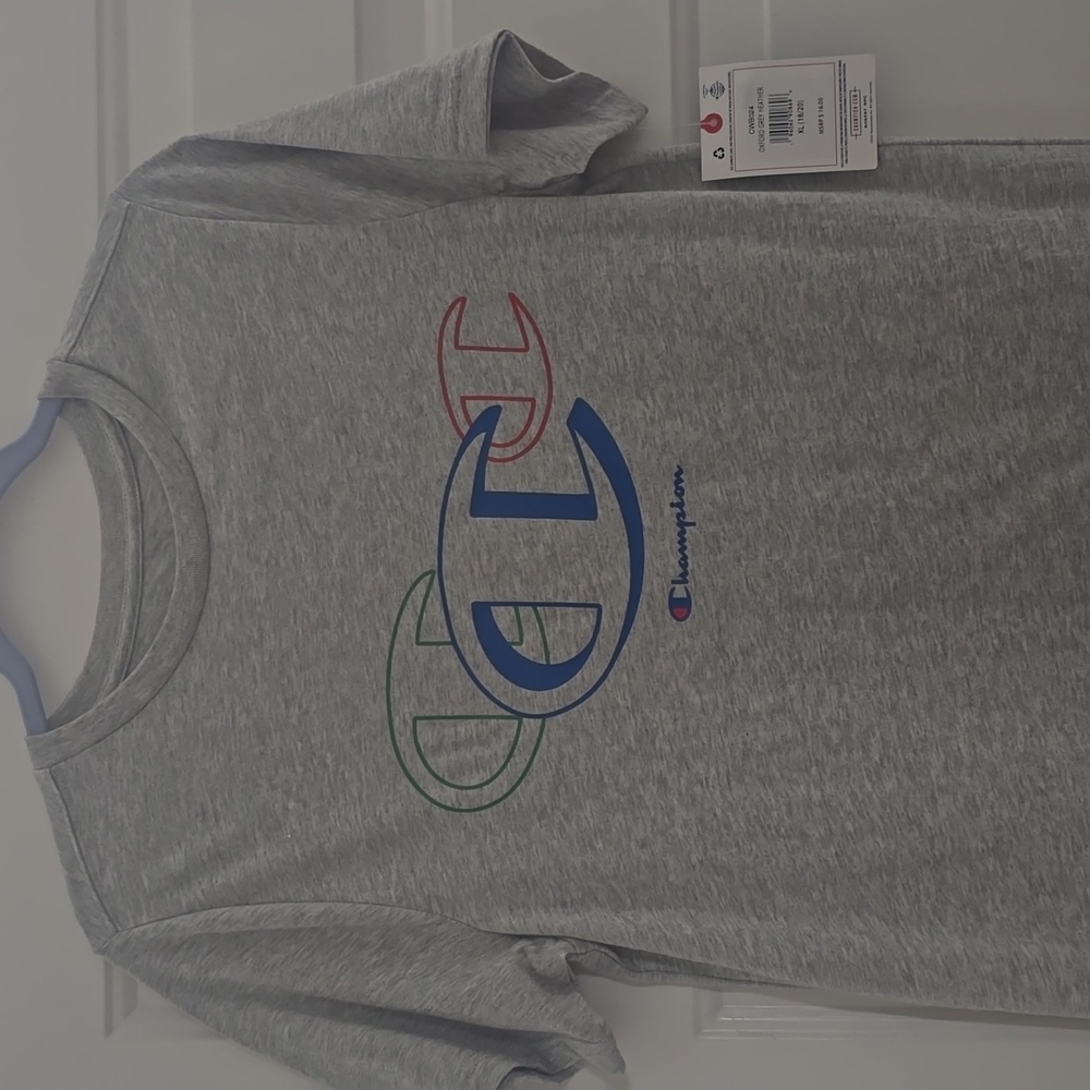 CHAMPION BRAND SIGNATURE BOYS GRAY SHORT SLEEVE TEE-SHIRT SIZE XL 18/20